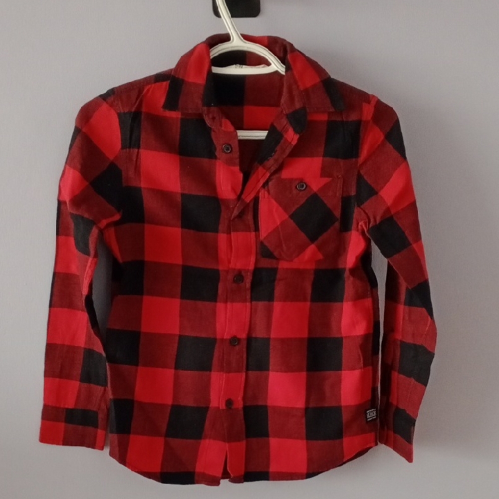 Red and Black Plaid Kids Shirt
